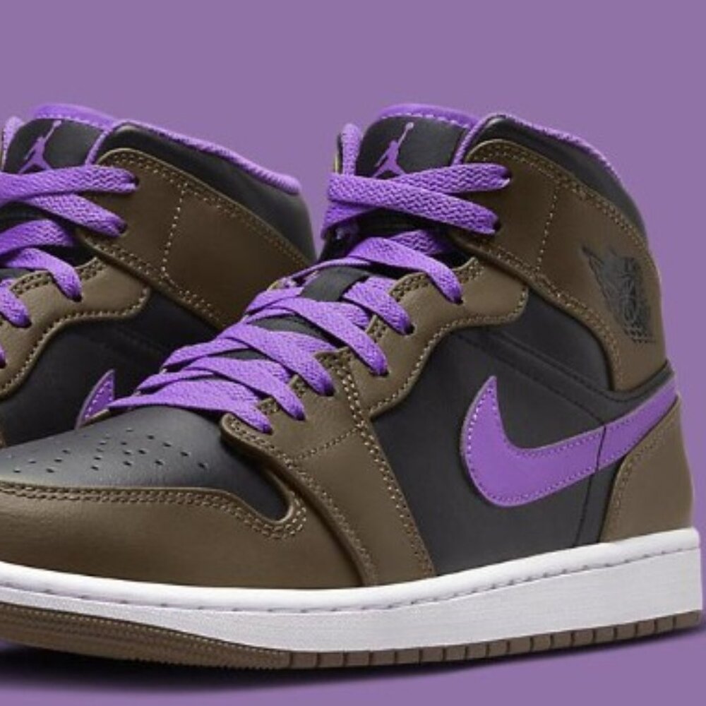 Air Jordan 1 Mid Palomino - Brown Purple (Size 3Y)